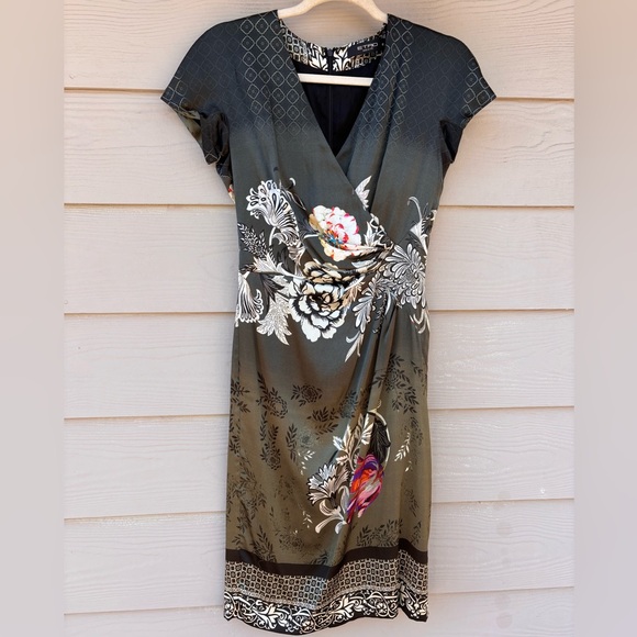 Etro Dark Green Floral Midi Dress